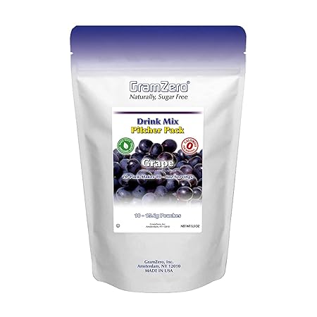 GramZero Grape, Sugar Free Drink Mix, Pitcher Pack, Great For Nutrition Club Loaded Tea, Zero Calorie, Stevia Sweetened