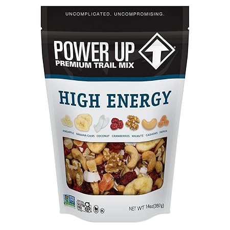 Power Up High Energy Trail Mix – Walnuts, Cashews, Banana Chips, Cranberries & Mango – Vegan Friendly, Kosher, Gluten-Free, Non-GMO, No Artificial Ingredients – 14 oz Resealable Bags (Pack of 6)