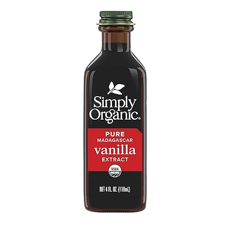 Simply Organic Pure Madagascar Vanilla Extract, 4-Ounce Glass Jar, Certified Organic, Sugar-Free Flavor For Smoothies