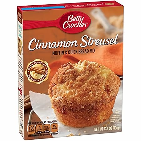 Betty Crocker Premium Muffin & Quick Bread Mix, Cinnamon Streusel, 13.9-Ounce Boxes (Pack of 4)
