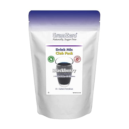 GramZero Blackberry Zero Calorie Sugar Free Drink Mix, Great For Nutrition Club Loaded Tea, Stevia Sweetened