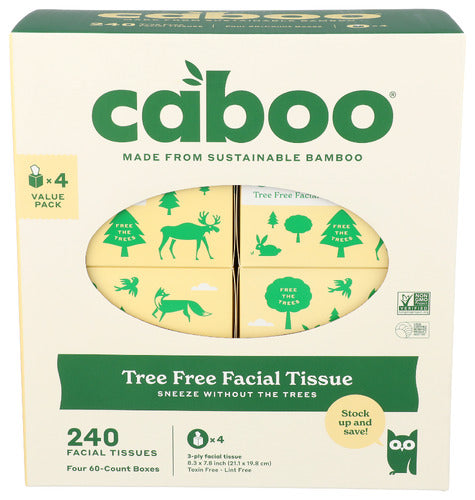 Caboo 
Tissue Facial 60Ct 4Pk, 1 BX.