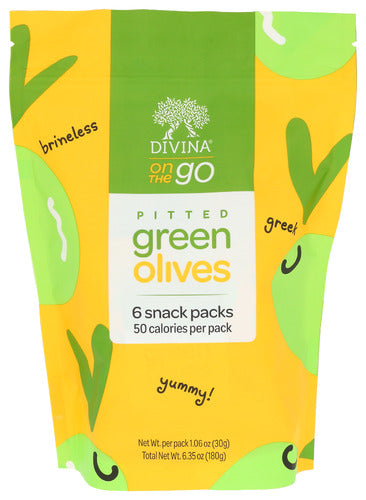Divina 
Olives Green Pitted, 6.3 OZ.
