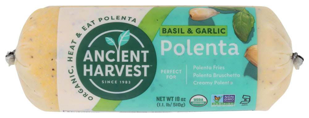 Ancient Harvest 
Polenta Basil & Grlc Org, 18 OZ.