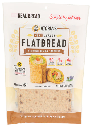 ATORIAS LAVASH MINI WHL GRN FLAX - 6 OZ