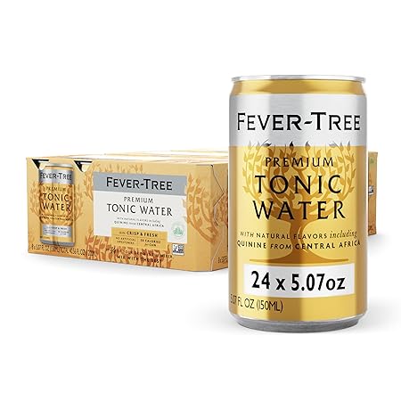 Fever-Tree Tonic Water - Premium Quality Mixer - Refreshing Beverage for Cocktails & Mocktails. Naturally Sourced Ingredients, No Artificial Sweeteners or Colors - 5.1 Fl Oz Cans - Pack of 24