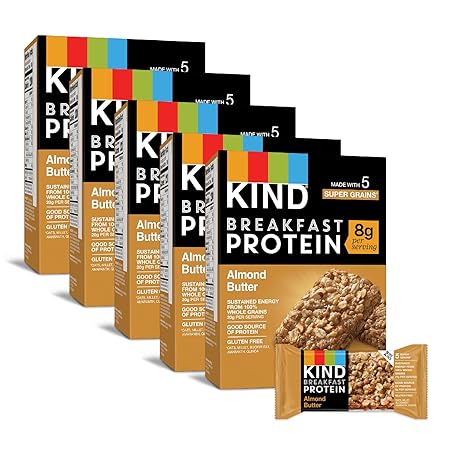 KIND Breakfast Protein Bars, Almond Butter, Healthy Snacks, Gluten Free, 8g Protein, 30 Count