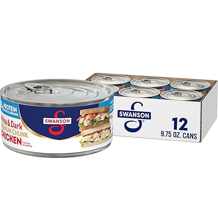 Swanson White and Dark Premium Chunk Canned Chicken Breast in Water, 9.75 OZ Can (Case of 12)