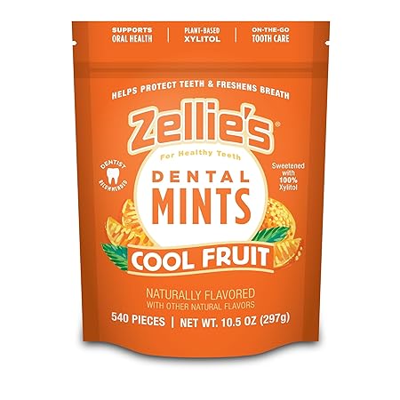 Zellie's | 100% Xylitol Cool Fruit Mints Breath Mints | No Aspartame, Gluten Free, Vegan & Kosher (540 Count - Pack of 1)