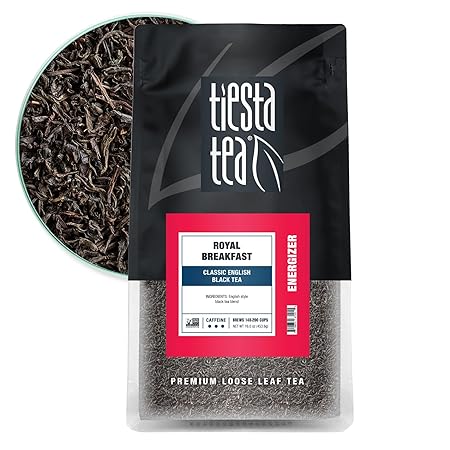 Tiesta Tea - Royal Breakfast, Loose Leaf, Classic English Black Tea, Premium High Caffeine Hot & Iced, Brews up to 200 Cups, 16oz Resealable Bulk Pouch