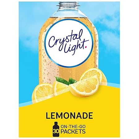 Crystal Light Lemonade Naturally Flavored with other natural flavor Powdered Drink Mix, 120 ct Pack, 4 Boxes of 30 On-the-Go-Packets