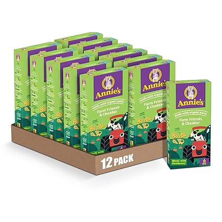 Annie's Farm Friends and Cheddar, Made with Real Cheese and Organic Pasta, 6 oz (Pack of 12)
