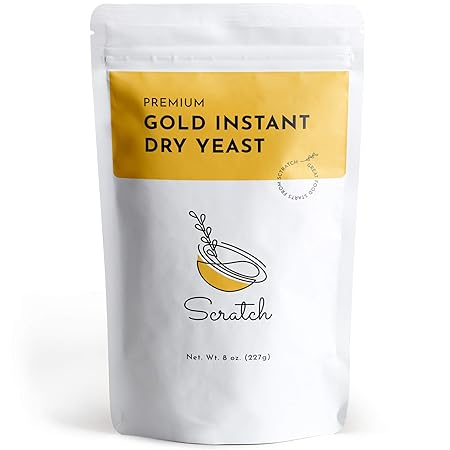 Scratch Gold Yeast - Instant Dry Yeast for a Rapid Rise - Add Straight to Dry Mix - Perfect for Making Bread, Bread Machines, Pizza Dough, Crusts & More - (Gold 8oz) (1 Packet)