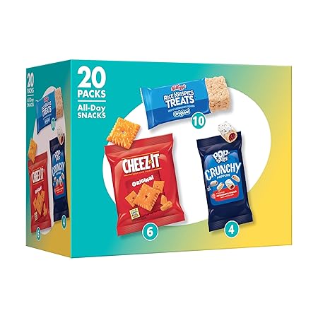 Kellogg's Cheez-It, Pop-Tarts & Rice Krispies Treats All-Day Snacks Variety Pack, 17.6oz Box (20 Count)