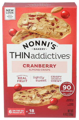 Nonnis Thins Cranberry Almond, 4.44 OZ.