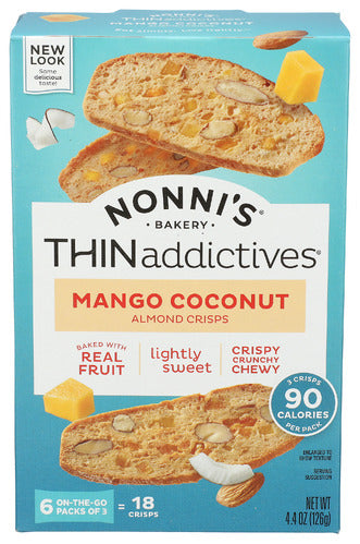 Nonnis Thins Mango Coconut, 4.44 OZ.