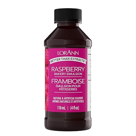 LorAnn Oils Raspberry Bakery Emulsion: True Essence, Ideal for Boosting Fruit Tones in Cakes, Cookies & Desserts, Gluten-Free, Keto-Friendly, Extract Substitute Essential for Your Kitchen, 4 Oz