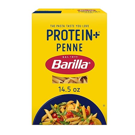 Barilla Protein+ (Plus) Penne Pasta, 14.5 Ounce - plant based - Made from Lentils, Chickpeas & Peas - Non-GMO, Kosher Certified and Vegan