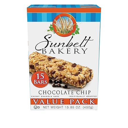 Sunbelt Bakery Chocolate Chip Chewy Granola Bars, 120-1.0 OZ Bars (8 Boxes)