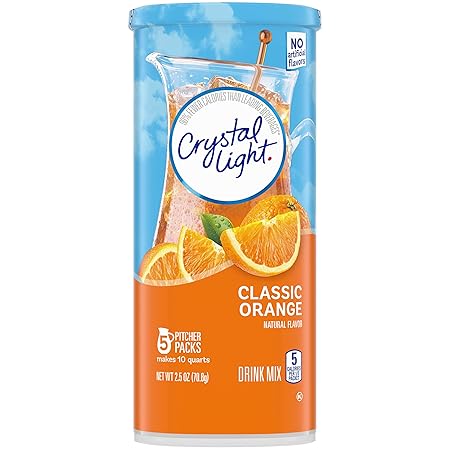 Crystal Light Classic Orange with Vitamin C & Calcium Drink Mix (20 Pitcher Packets, 4 Canisters of 5)