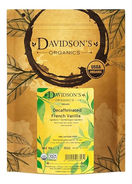 Davidson's Organics, Decaffeinated French Vanilla, Loose Leaf Tea, 16-Ounce Bag