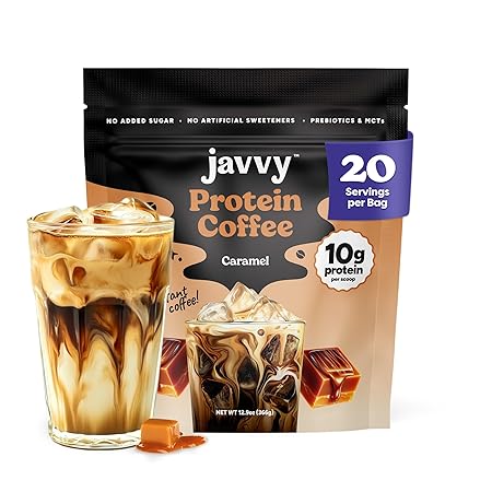 Caramel Protein Iced Coffee - Premium Whey Protein & Instant Iced Coffees - 100% Natural Cold Brew Coffee - Zero Artificial Flavors & Sweeteners, 80 mg Caffeine Per Serving, 0g of Sugar, 20 Servings
