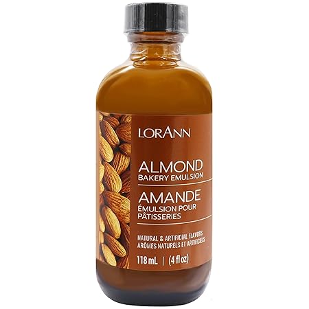 LorAnn Oils Almond Bakery Emulsion: True Essence, Ideal for Boosting Fruit Tones in Cakes, Cookies & Desserts, Gluten-Free, Keto-Friendly, Extract Substitute Essential for Your Kitchen, 4 Oz