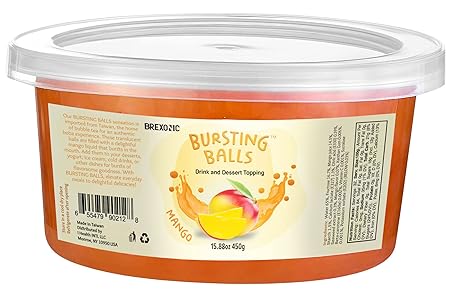 Mango Boba Pearls, Mango Popping Boba Bursting Boba, Mango Bubble Tapioca Pearls For Bubble Tea (Mango, 1 LB Pack of 1)