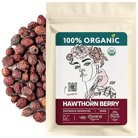 Zhivana Organics Organic Hawthorn Berry (8oz.) - Hawthorne Tea for Herbal Teas, Infusions, Tinctures, Culinary Recipes