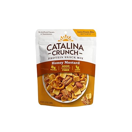 Catalina Crunch Protein Snack Mix - 8g Protein, 1g Sugar per Serving - Good Source of Fiber, Keto, Gluten Free - Honey Mustard, 5.25 Ounce Bag (Pack of 1)