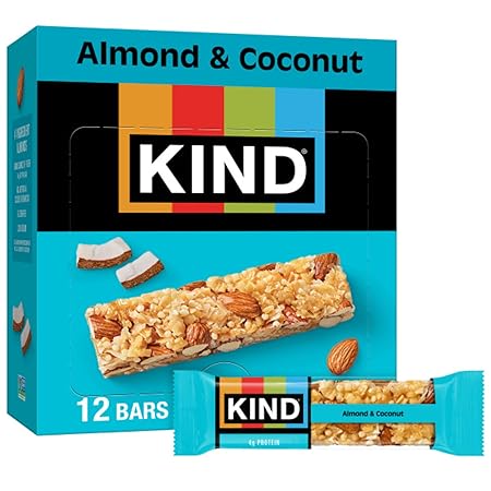 KIND Nut Bars, Almond & Coconut, Healthy Snack Bars, Gluten Free, Low Sodium, 3g Protein, 12 Count
