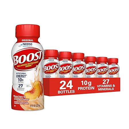 BOOST Original Ready to Drink Nutritional Drinks, Peaches & Creme, 8 Fl Oz (Pack of 24)