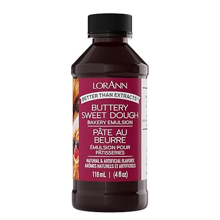 LorAnn Oils Buttery Sweet Dough Bakery Emulsion: Authentic Taste, Ideal for Amplifying Sweet Bready Notes in Baked Goods, Gluten-Free, Keto-Friendly, Essential for Your Kitchen, 4 Oz