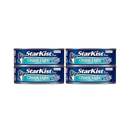 StarKist Chunk Light Tuna in Water, 5 oz (4 Pack) Canned Tuna Fish, Wild Caught, Gluten Free, Ready to Eat, Perfect for Salads, Keto Meals and Snacks, with 20g Protein & 90 Calories Per Serving