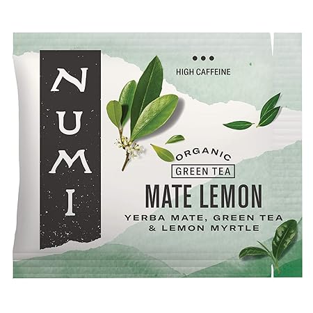 Numi Organic Tea Mate Lemon, 100 Count Box of Tea Bags, Yerba Mate Green Tea Blend (Packaging May Vary)