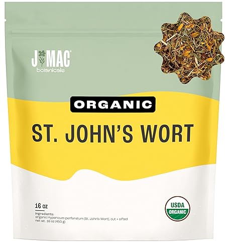 J Mac Botanicals, Organic St John's Wort (16 oz) Hypericum perforatum Loose Leaf Herbal Tea