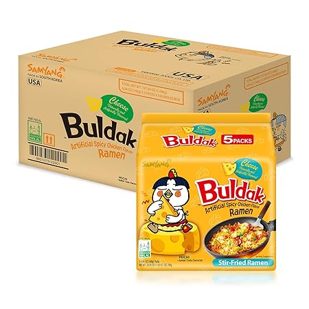 Samyang Buldak Carbo Korean Hot Spicy Chicken Stir Fried Ramyun 4.58 oz (Pack of 40)