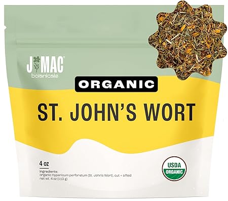 J Mac Botanicals, Organic St John's Wort herb (4 oz) loose leaf St. Johns Wort tea