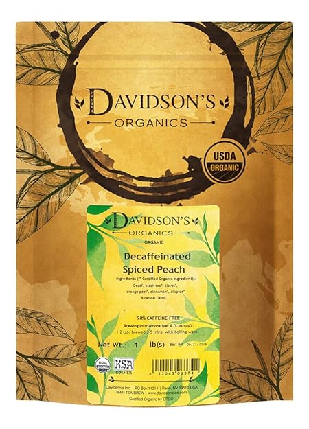 Davidson's Organics, Decaffeinated Spiced Peach, Loose Leaf Tea, 16-Ounce Bag