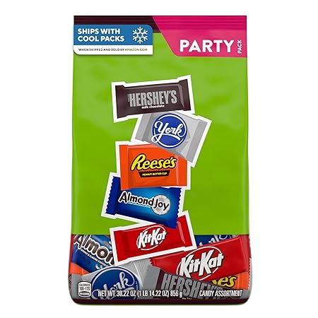 HERSHEY'S Assorted Chocolate Flavored Candy Party Pack, Halloween Candy, 30.22 oz