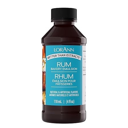 LorAnn Oils Rum Bakery Emulsion: Realistic Flavor, Ideal for Enhancing Boozy Notes in Baked Goods, Gluten-Free, Keto-Friendly, Extract Alternative Essential for Your Kitchen, 4 Oz
