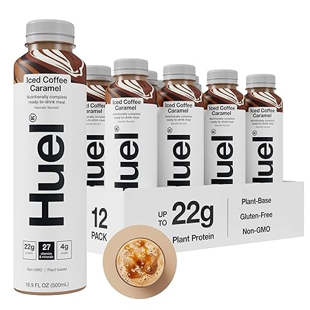 Huel Ready-to-Drink | Iced Coffee Caramel Meal Replacement Shake | High Protein Drink | Nutritionally Complete, Low Sugar, Plant Based, Vegan, Healthy | 20g Protein Per Bottle, 16.9 Fl Oz, 12 Pack