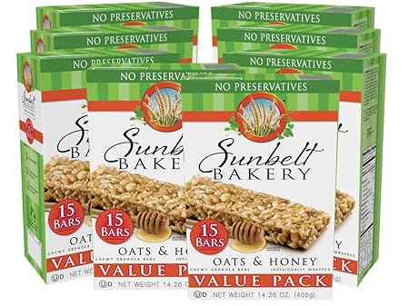 Sunbelt Bakery Oats & Honey Chewy Granola Bars, 120-1.0 OZ Bars (8 Boxes)