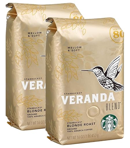 Starbucks Ground Coffee, Veranda Blend, Blonde Roast, 16 Ounce Bags, 2/Pack (32 Ounces Total)