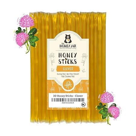 The Honey Jar Plain Honey Sticks - Pure Honey Straws For Tea, Coffee, or a Healthy Treat - One Teaspoon of Flavored Honey Per Stick - Made In The USA with Real Honey - (20 Count)
