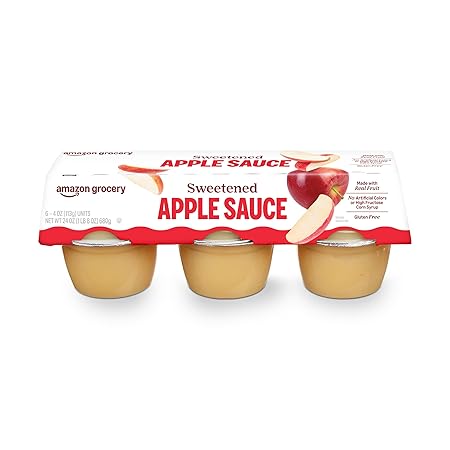 Amazon Grocery, Sweetened Apple Sauce, 4 Oz, Pack of 6 (Previously Happy Belly, Packaging May Vary)