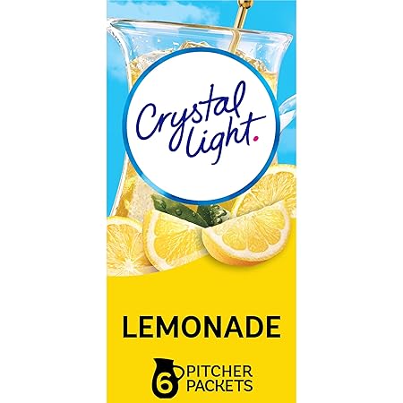 Crystal Light Lemonade Naturally Flavored with other natural flavor Powdered Drink Mix, 72 ct Pitcher Packets, 12 Canisters of 6 Pitcher Packets