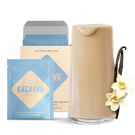 Ka’Chava Whole Body Meal Shake Vanilla, 5-Count Travel Size Sachets – Vegan Protein Powder with 85+ Superfoods – Plant-Based Meal Replacement with Probiotics & Digestive Enzymes – Gluten & Dairy Free