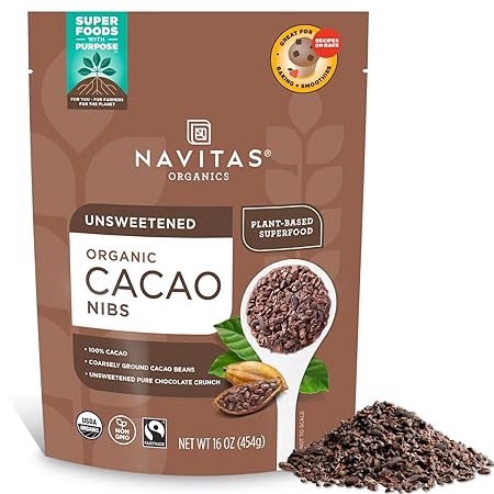 Navitas Organics Cacao Nibs, 16oz. Bag, 15 Servings - Organic, Non-GMO, Fair Trade, Gluten-Free