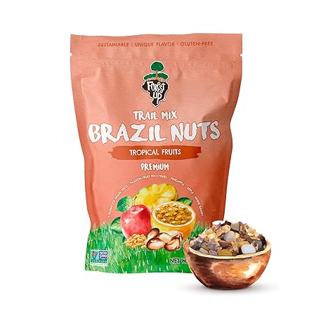 Snack Tropical Trail Mix 7 oz – The True Organic Brazil Nuts Roasted + Dried Apple + White Raisins + Dried Pineapple + Passion Fruit Nibs – Kosher – Fresh, Vegan and Gluten Free – Forest Up